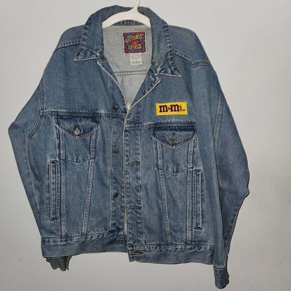 Vintage 90’s Planet Mars Small M&M’s Streetwear Denim Trucker Blue Jean Jacket - Picture 3 of 5